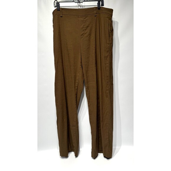 Vince Linen High Waist Pants Brown Pull On Pockets Women's Size XL - Picture 5 of 13
